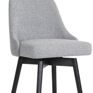 26" Light Gray and Black Fabric with Solid Wood Swivel Counter Height Bar Chair