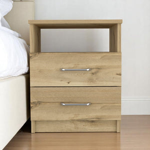 20" Oak Two Drawers Faux Wood Nightstand