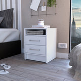 20" White Wood Two Drawer Nightstand