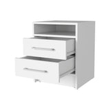 20" White Wood Two Drawer Nightstand