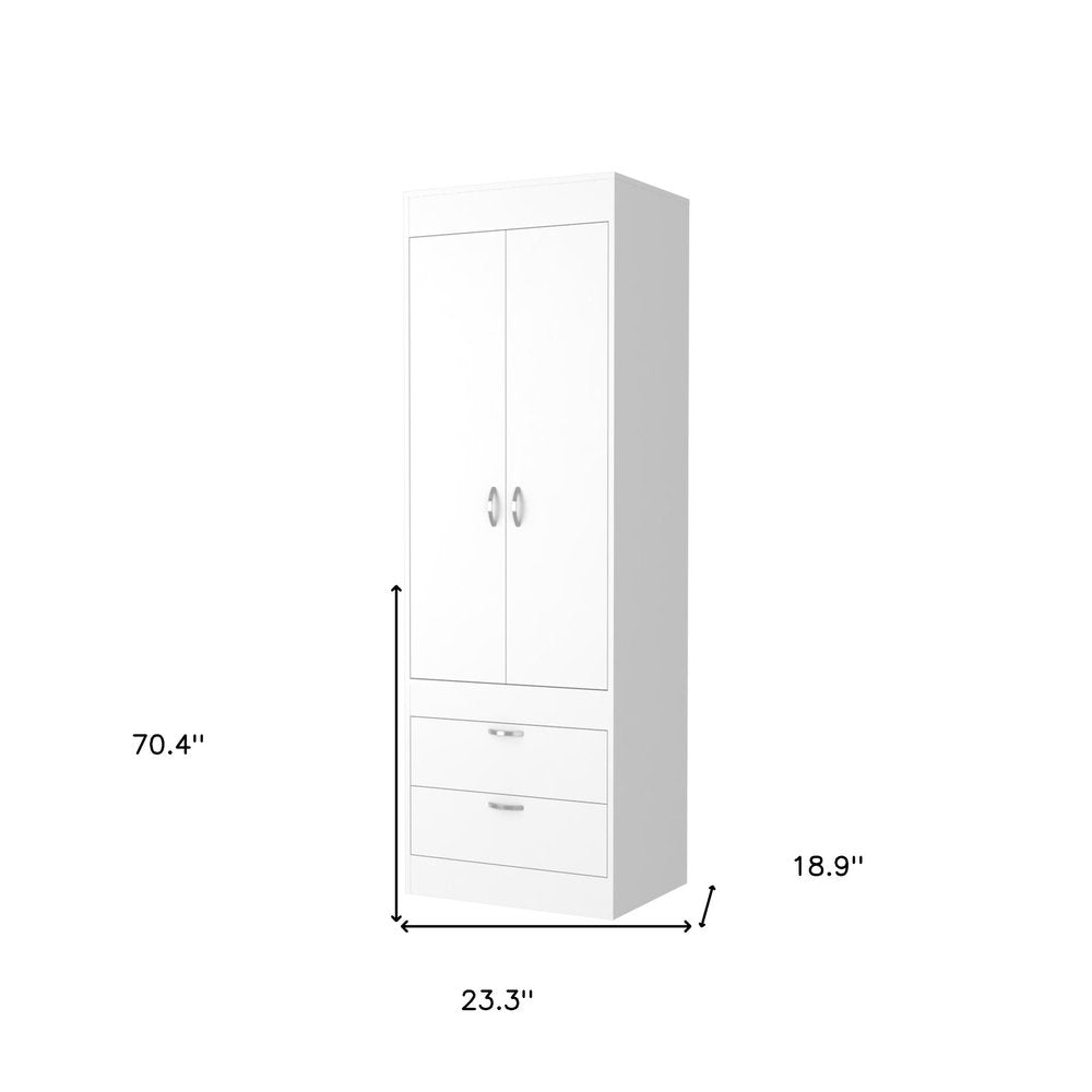 23" White Wood Two Drawer Dresser