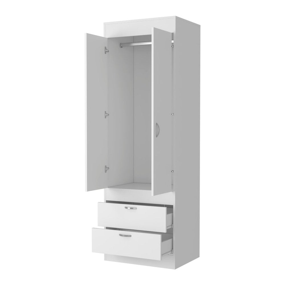 23" White Wood Two Drawer Dresser