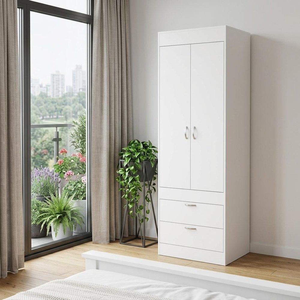 23" White Wood Two Drawer Dresser