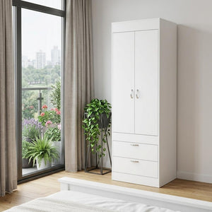 23" White Wood Two Drawer Dresser