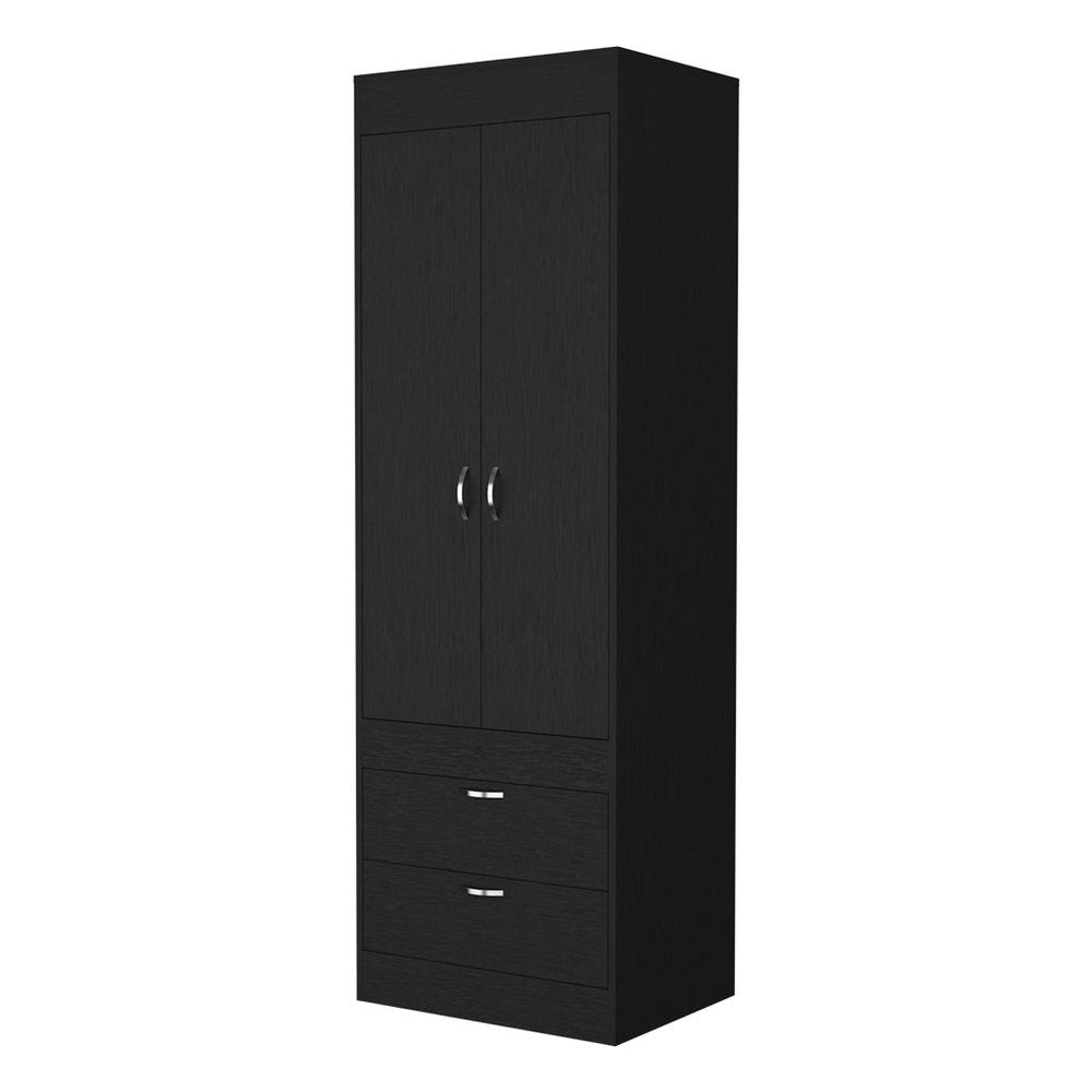 23" Black Wood Two Drawer Dresser