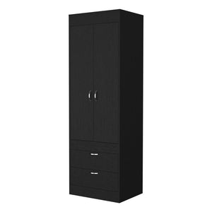 23" Black Wood Two Drawer Dresser