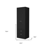 23" Black Two Drawer Dresser
