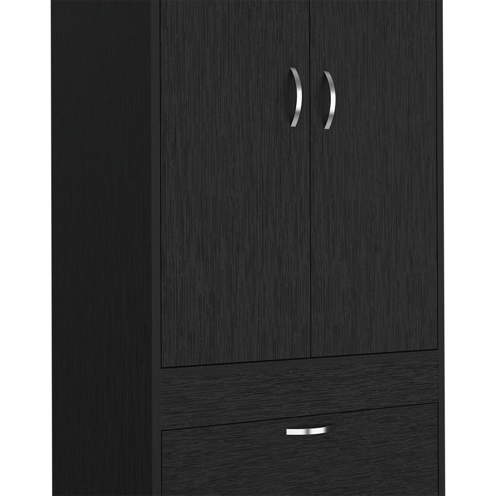 23" Black Wood Two Drawer Dresser