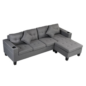 Sectional Sofa Set For Living Room With L Shape Chaise Lounge, Cup Holder And Left Or Right Hand Chaise Modern 4 Seat by Couch.com