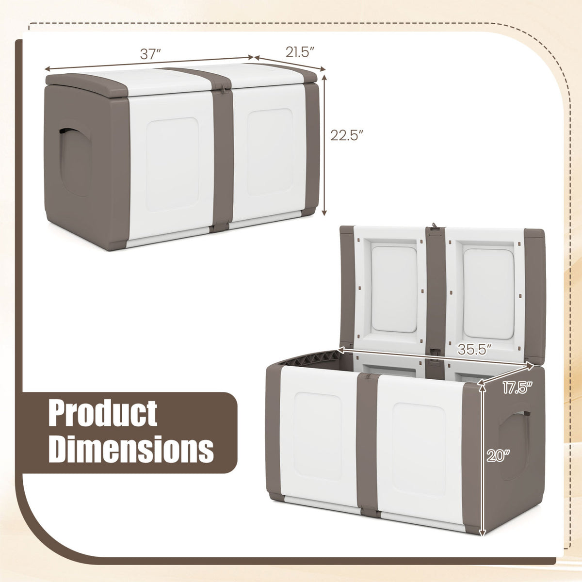 53 Gallon Patio Container with Lockable Lid  for Packages and Garden-Beige