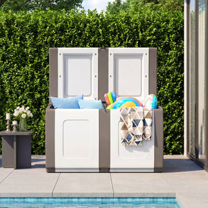 53 Gallon Patio Container with Lockable Lid  for Packages and Garden-Beige