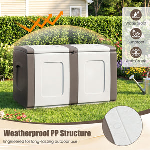 53 Gallon Patio Container with Lockable Lid  for Packages and Garden-Beige