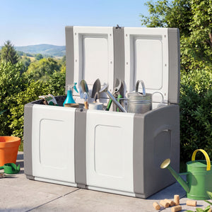 53 Gallon Patio Container with Lockable Lid  for Packages and Garden-Gray