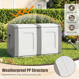 53 Gallon Patio Container with Lockable Lid  for Packages and Garden-Gray