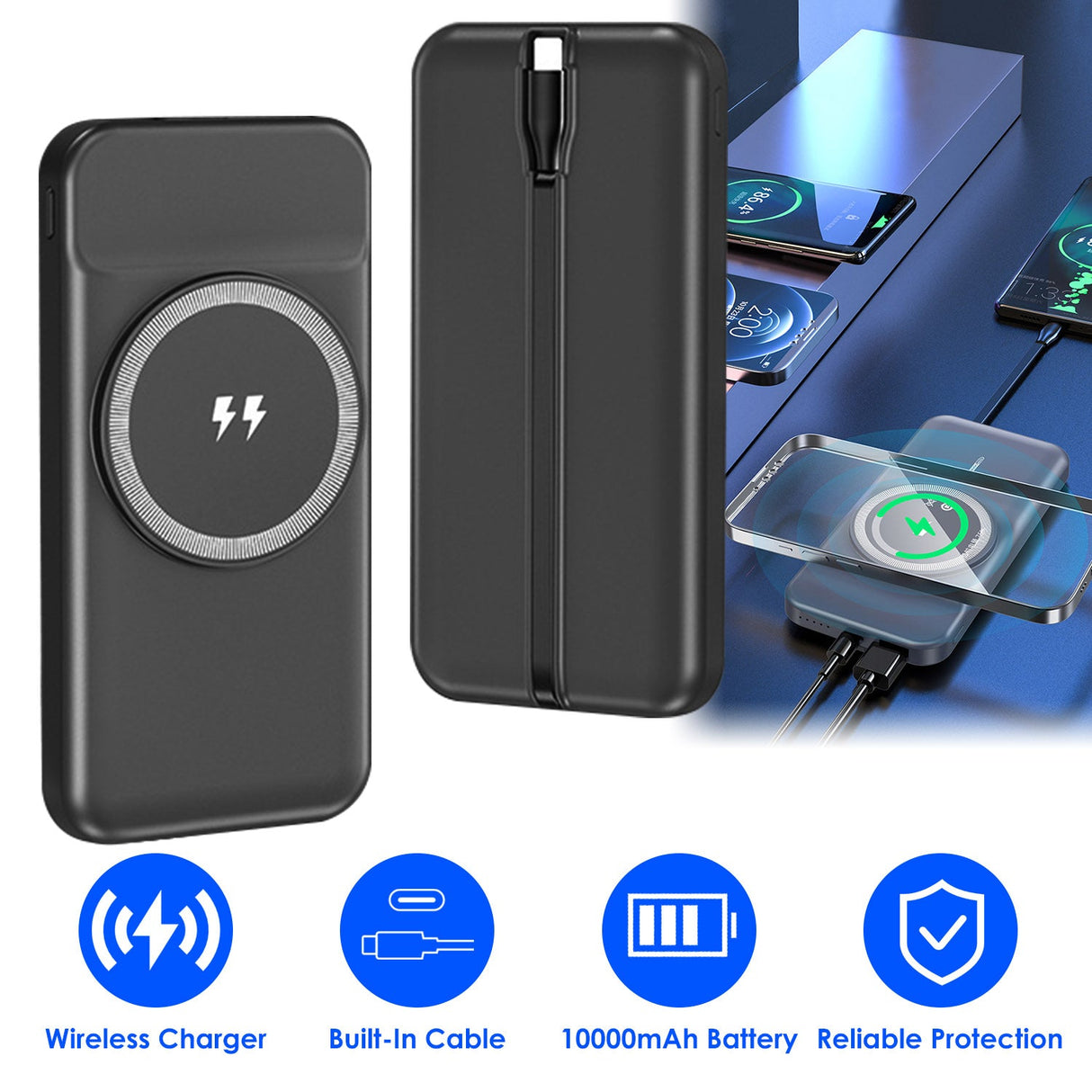10000mAh 22.5W Magnetic Wireless Power Bank by DirectDeals