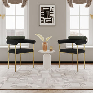 Dining Chairs (Set of 2), Mid-Century Modern Dining Chairs, Kitchen Dining Room Chairs, Round Boucle Backrest Sherpa Dining Chair With Brushed Bronze Metal Legs by Couch.com