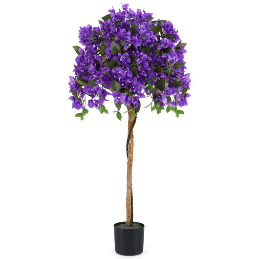 4.5 Feet Artificial Azalea Tree with Cement Pot-Purple