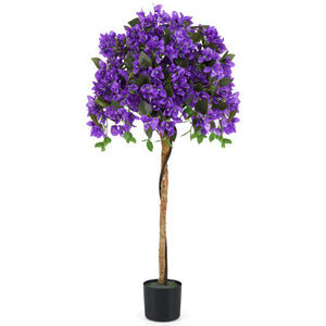 4.5 Feet Artificial Azalea Tree with Cement Pot-Purple