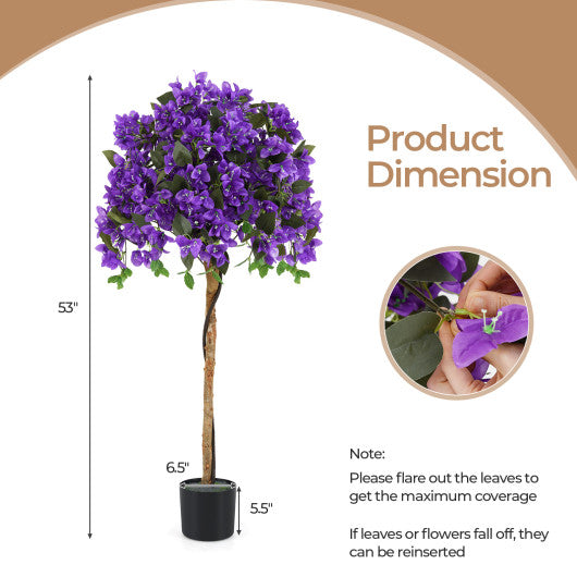 4.5 Feet Artificial Azalea Tree with Cement Pot-Purple