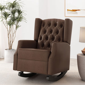 Amedou Contemporary Tufted Wingback Rocking Chair - Dark Brown