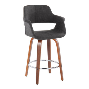 Vintage Flair - Mid-Century Modern Fixed Height Counter Stool With Swivel With Round Footrest (Set of 2) by Couch.com