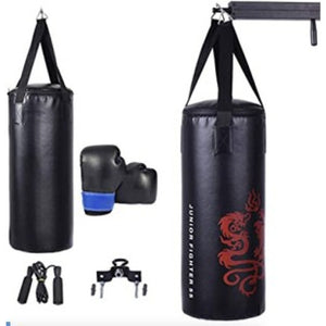 Fitness Room Bundle: Punching Boxing Set + 3 in 1 Folding Treadmill + 3 Pieces Kettlebell Weight Set + 4-Panel Folding Gymnastics Mat + Accent Chair