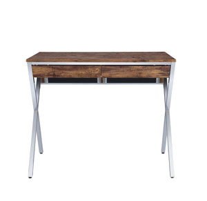 Callers - Weathered Writing Desk - Chrome / Oak by Couch.com