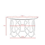 32" Clear And Gold Glass And Iron Round Coffee Table