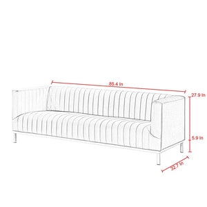 85" Navy Blue Velvet Sofa With Silver Legs