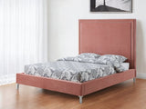 White Solid Wood Twin Upholstered Faux Leather Bed Frame with Nailhead Trim