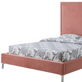 White Solid Wood Twin Upholstered Faux Leather Bed Frame with Nailhead Trim