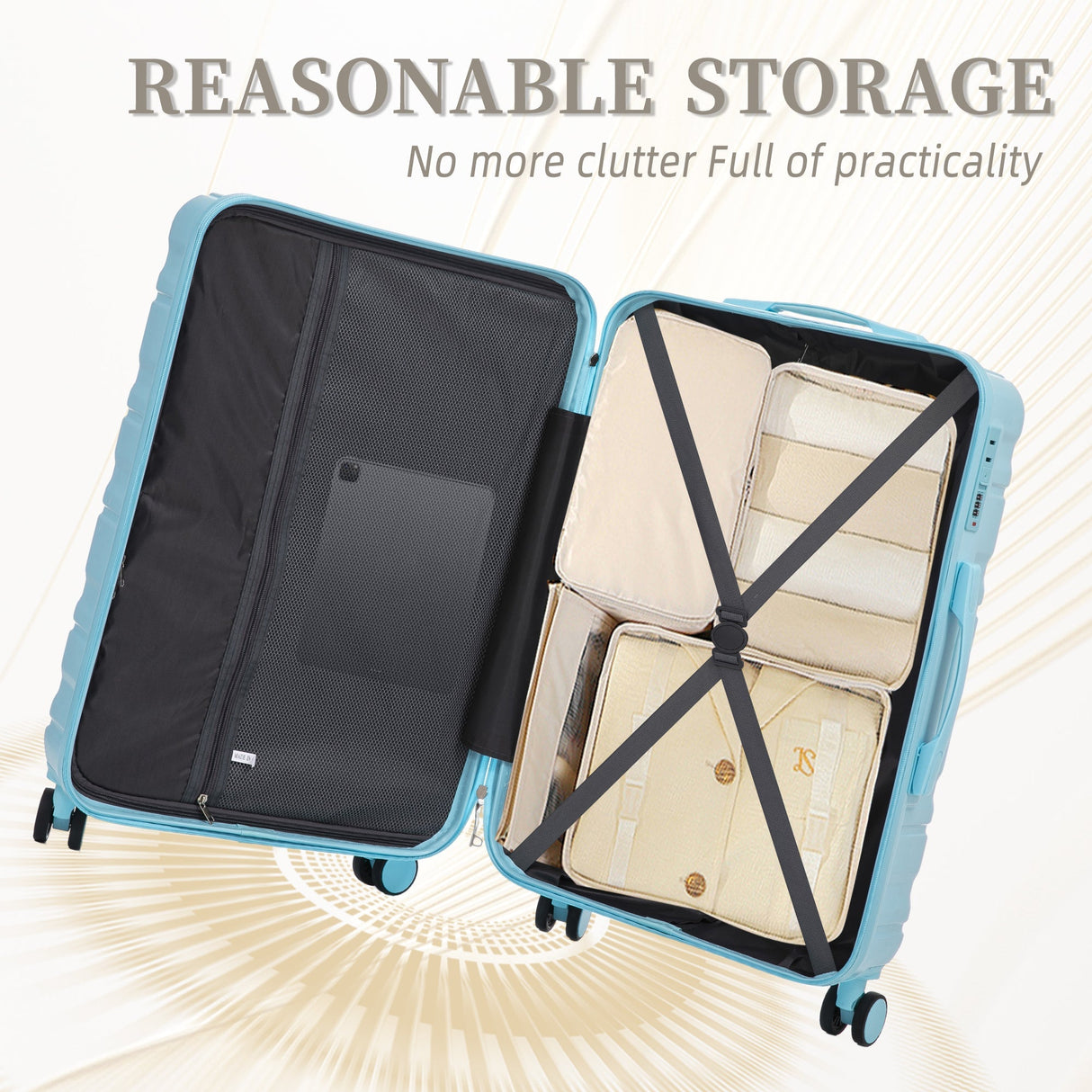 HIFINE Tourist 3-Piece ABS Spinner Wheel Luggage Set (Blue)