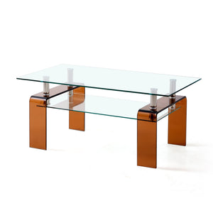 Modern Tempered Glass Coffee Table With 2 Tier Storage For Living Room by Couch.com