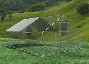 Large Metal Chicken Coop, Walk In Poultry Cage Hen Run House Rabbits Habitat Cage Spire Shaped Coop With Waterproof And Anti Ultraviolet Cover by Couch.com