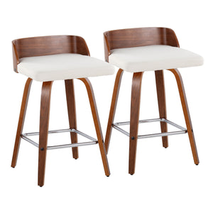 Maya - Mid Century Modern Fixed Height Counter Stool & Swivel With Square Footrest (Set of 2) by Couch.com