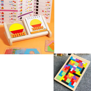 Building Block House Geometric Shape Spatial Reasoning Puzzle Tabletop Game Toy