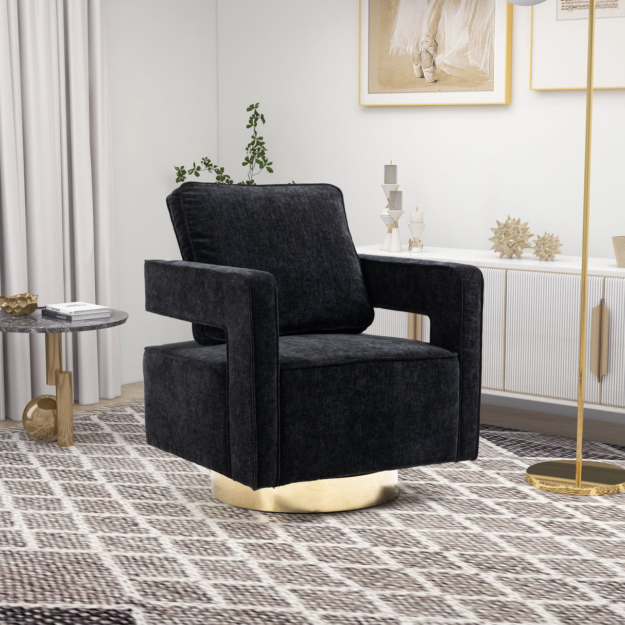 Swivel Accent Open Back Chair Modern Comfy Sofa Chair With Base by Couch.com