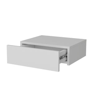 16" White Wood One Drawer Floating Nightstand