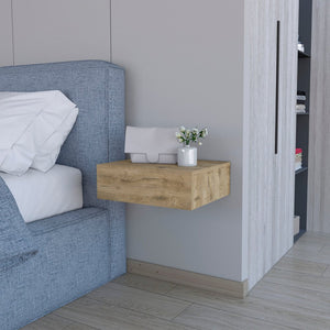 16" Beige Wood One Drawer Floating Nightstand
