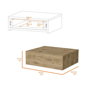 16" Beige Wood One Drawer Floating Nightstand