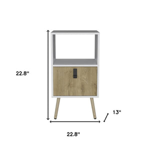 22" White One Drawer Faux Wood Nightstand