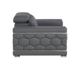 47" Granite Gray And Silver Genuine Leather Club Chair
