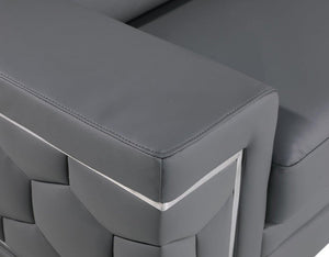 71" Gray And Silver Genuine Leather Loveseat