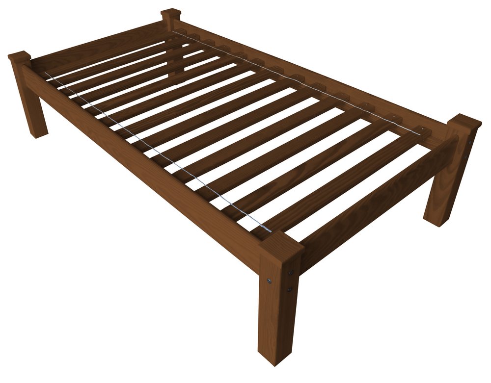Brown Solid Wood Twin Bed Frame