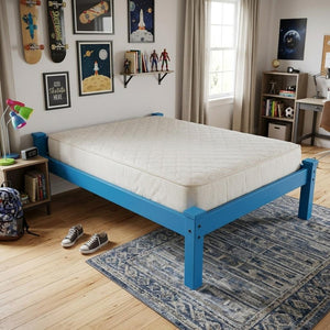 Caribbean Blue Solid Wood Twin Bed Frame