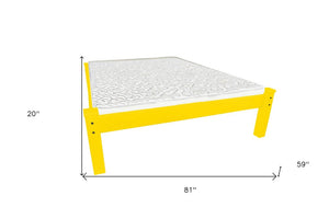 Canary Yellow Solid Wood Full Bed Frame