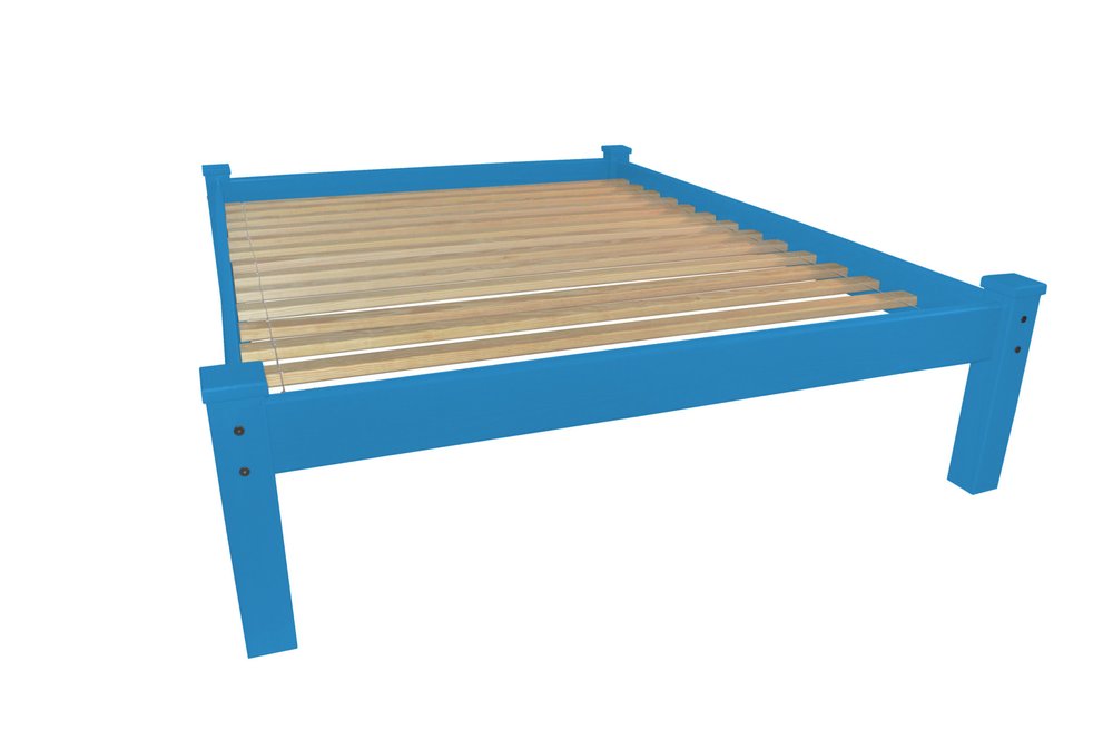 Caribbean Blue Solid Wood Full Bed Frame
