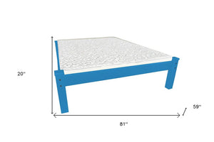 Caribbean Blue Solid Wood Full Bed Frame