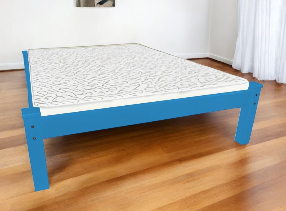 Caribbean Blue Solid Wood Full Bed Frame