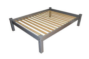 Gray Solid Wood Full Bed Frame